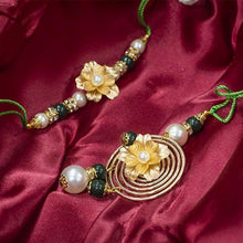 Load image into Gallery viewer, 24K Gold Foil Floral Bhaiya Bhabhi Lumba Rakhi-Set Of 2