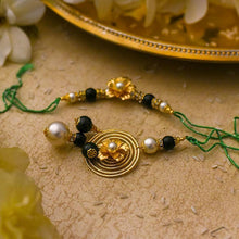 Load image into Gallery viewer, 24K Gold Foil Floral Bhaiya Bhabhi Lumba Rakhi-Set Of 2