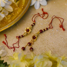 Load image into Gallery viewer, 24K Gold Foil Floral Bhaiya Bhabhi Rakhi-Set Of 2