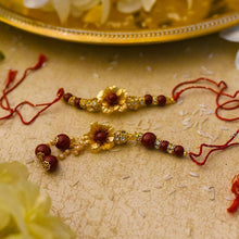 Load image into Gallery viewer, 24K Gold Foil Floral Bhaiya Bhabhi Rakhi-Set Of 2
