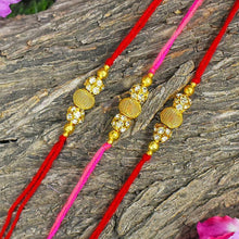 Load image into Gallery viewer, Chic Handcrafted Stone Beaded Rakhi Set of 3