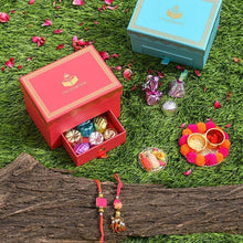 Load image into Gallery viewer, Chic Pink Stone Bhaiya Bhabi Rakhi Box