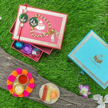 Load image into Gallery viewer, Bejewelled Green Bhaiya Bhabhi Rakhi Box