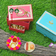 Load image into Gallery viewer, Bejewelled Green Bhaiya Bhabhi Rakhi Box