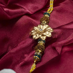 24K Gold Foil Floral Rudraksh Rakhi