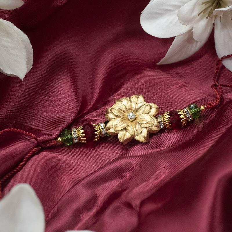 Beautiful Fleur 24K Gold Foil Rakhi