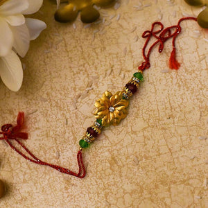 Beautiful Fleur 24K Gold Foil Rakhi