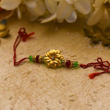 Load image into Gallery viewer, Beautiful Fleur 24K Gold Foil Rakhi
