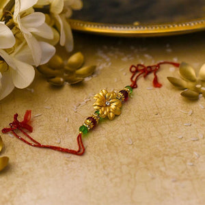 Beautiful Fleur 24K Gold Foil Rakhi