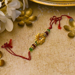 Beautiful Fleur 24K Gold Foil Rakhi